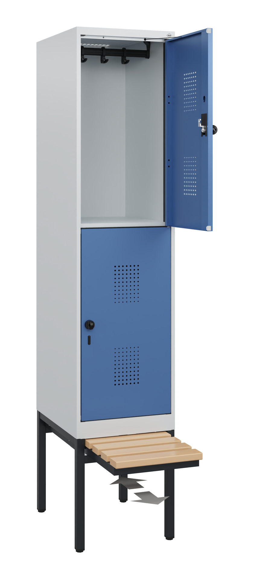 C+P Doppelstöckiger Spind Evolo PLUS, 2 Fächer, 1950x400x815mm