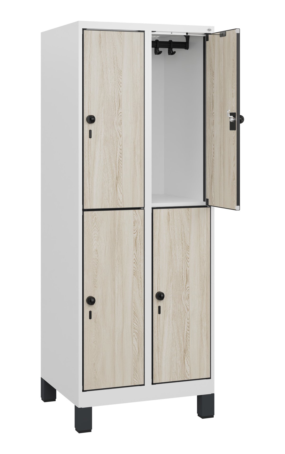 C+P Doppelst�ckiger Schulspind Evolo PLUS, F��e, 4 F�cher, 1630x600x500mm