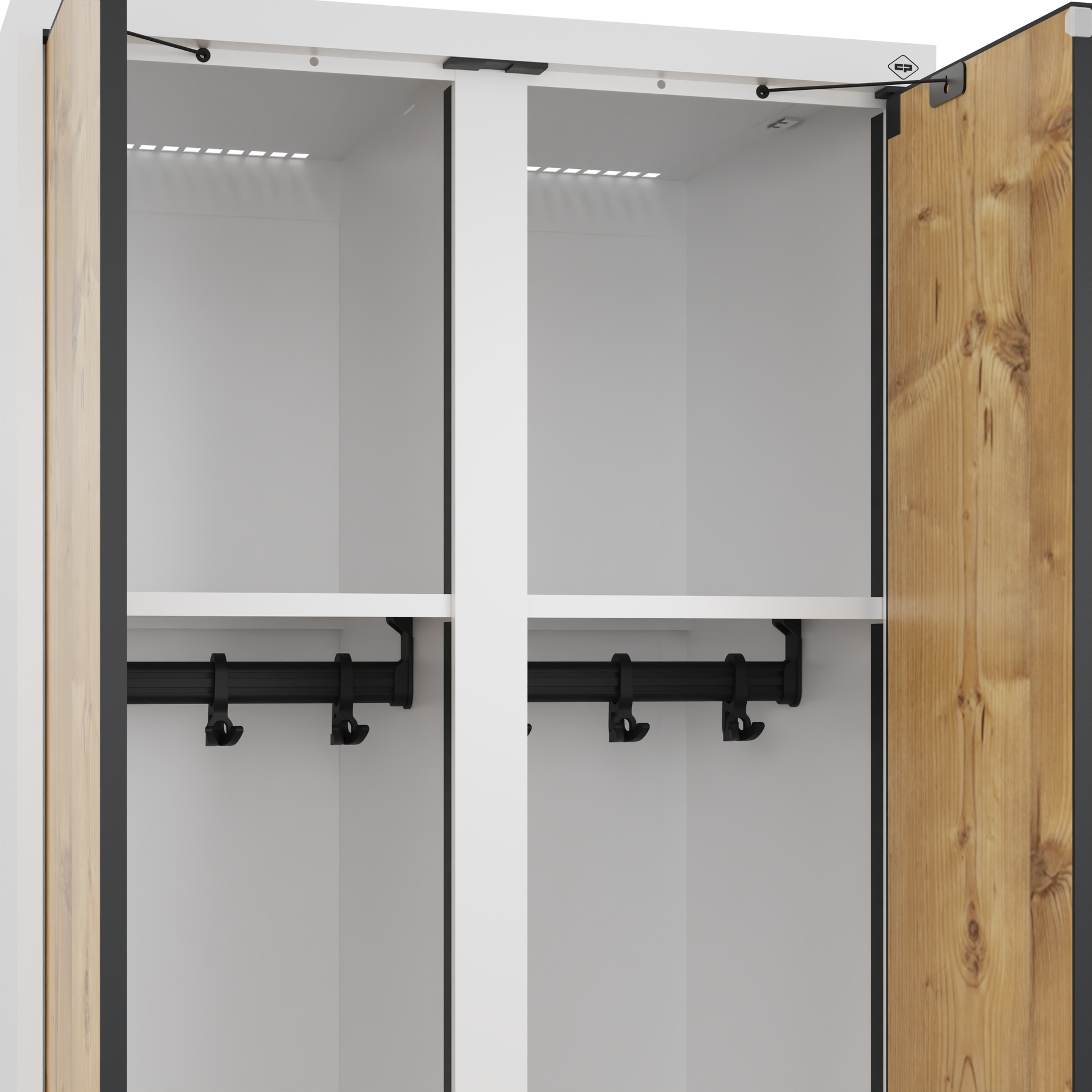 C+P PSA Schwarz-Wei�-Spind Evolo PLUS, Bank, 4 Abteile, 1950x1200x815mm